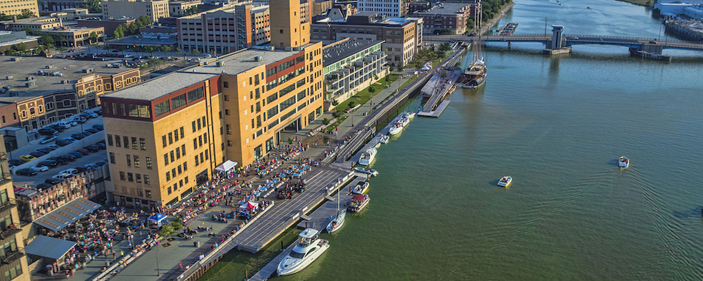 Downtown Green Bay, Wisconsin along the Fox River.