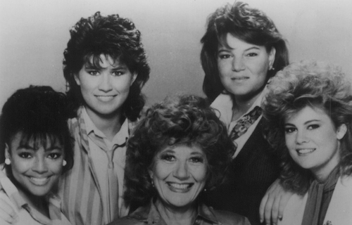 Charlotte Rae with cast of Facts of Life.