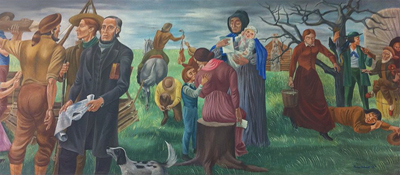 Breaking the Prairie Log City mural by Aaron Bohrod.