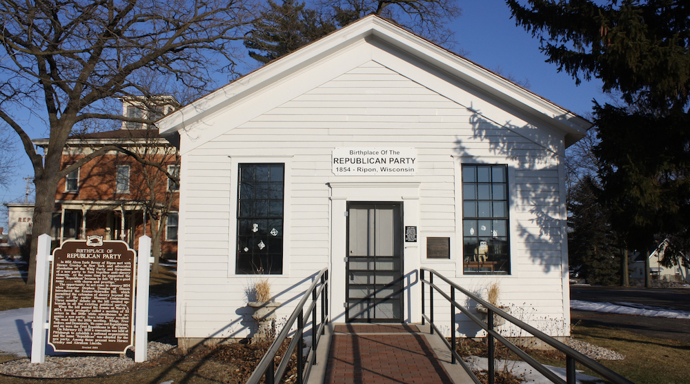 Ripon, Wisconsin is the birthplace of the Republican Party in 1854.